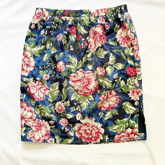 LOFT knee-length floral stretch skirt - Picture 1 of 8